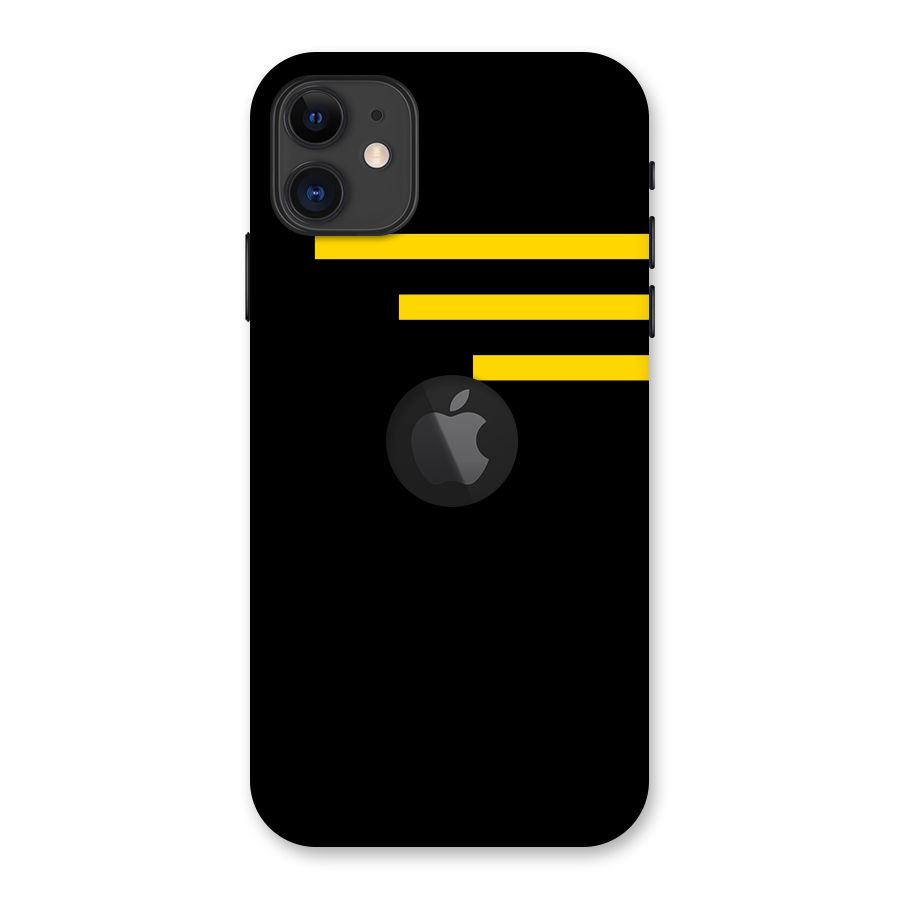 Sports Yellow Stripes Back Case for iPhone 11 Logo Cut