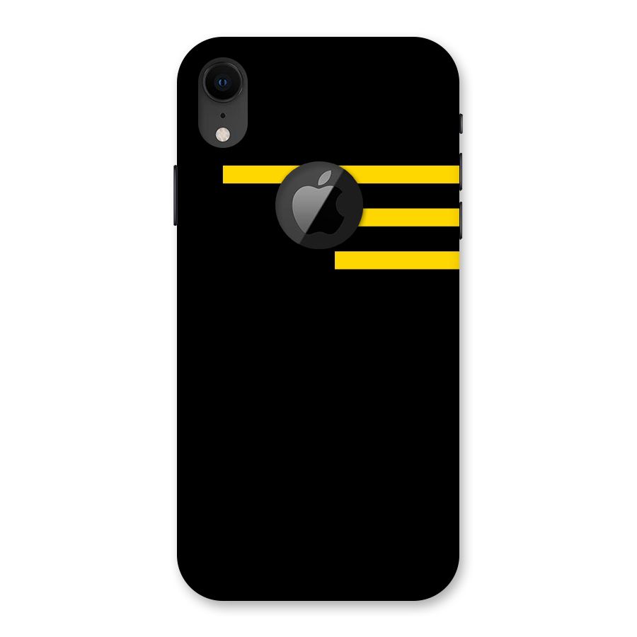 Sports Yellow Stripes Back Case for iPhone XR Logo Cut