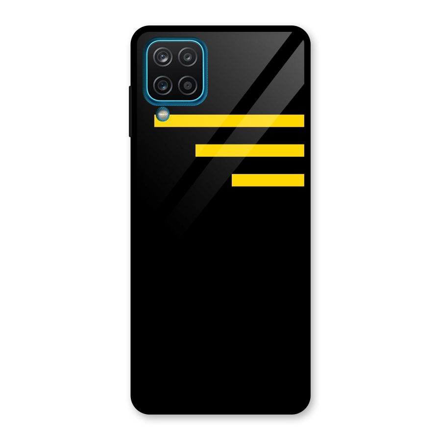 Sports Yellow Stripes Glass Back Case for Galaxy A12