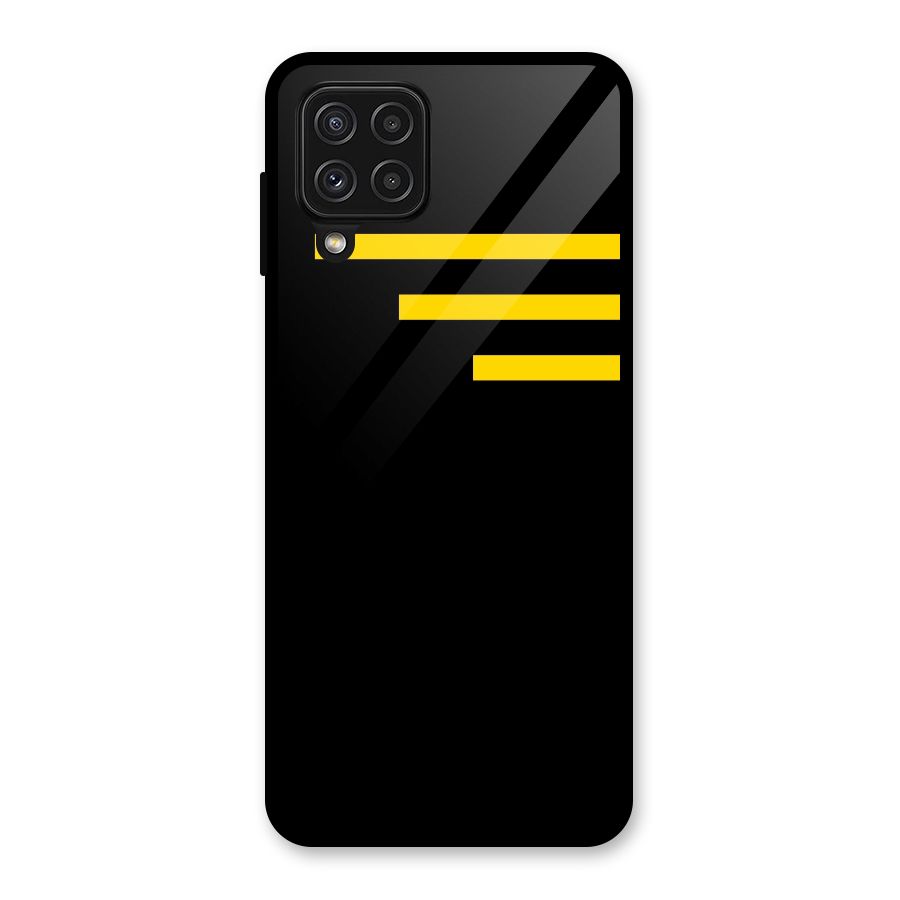 Sports Yellow Stripes Glass Back Case for Galaxy A22 4G