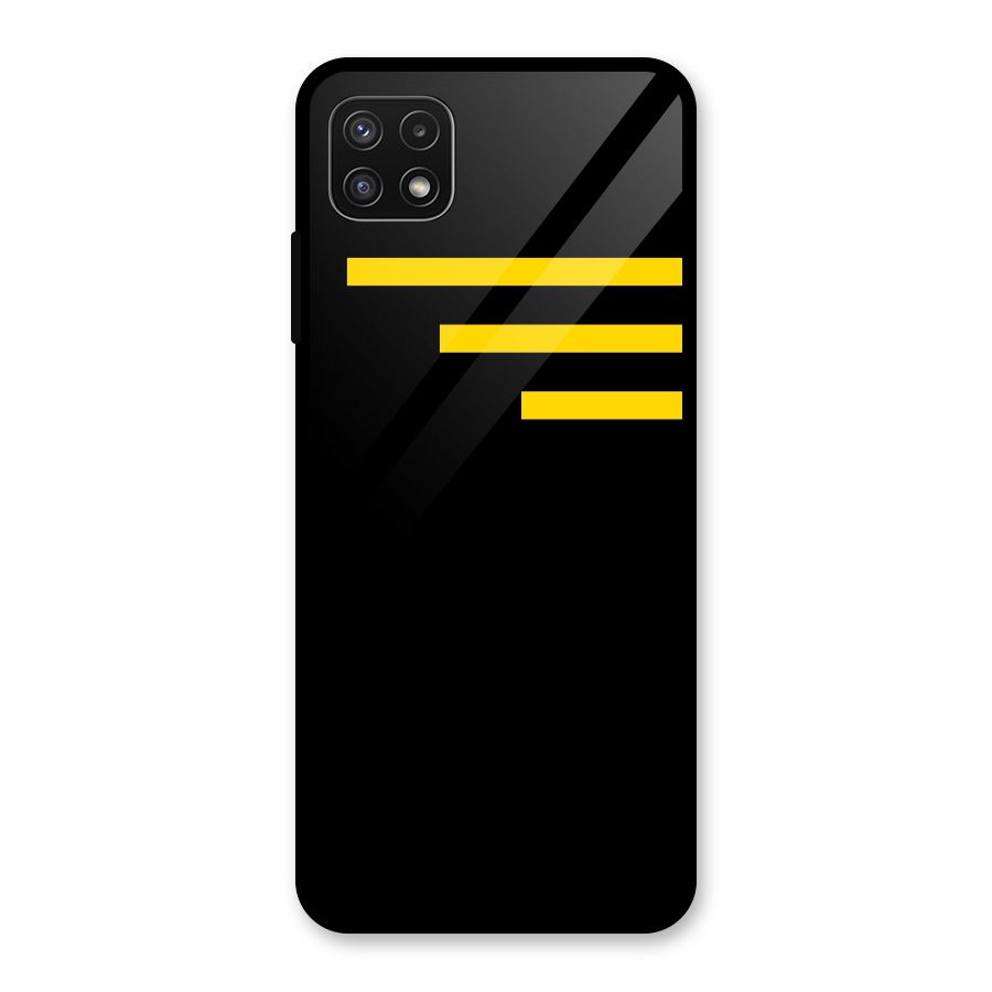 Sports Yellow Stripes Glass Back Case for Galaxy A22 5G