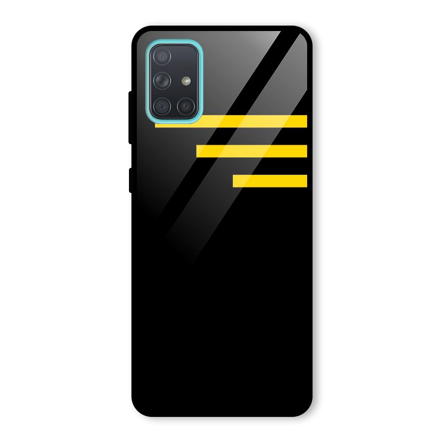 Sports Yellow Stripes Glass Back Case for Galaxy A71