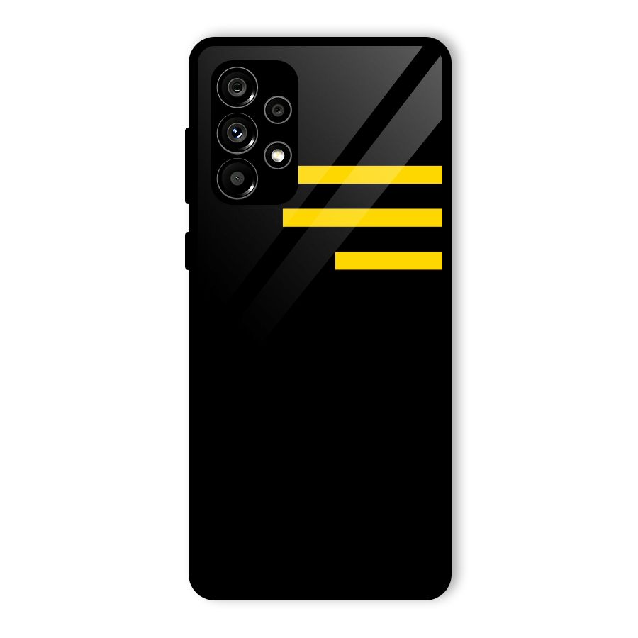 Sports Yellow Stripes Glass Back Case for Galaxy A73 5G