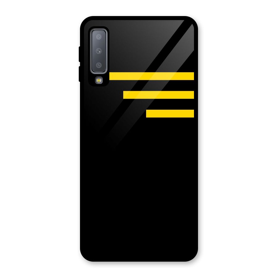 Sports Yellow Stripes Glass Back Case for Galaxy A7 (2018)