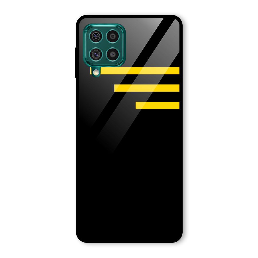 Sports Yellow Stripes Glass Back Case for Galaxy F62