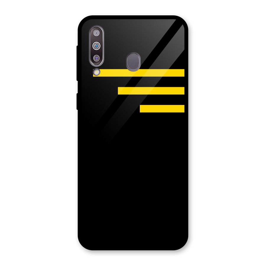 Sports Yellow Stripes Glass Back Case for Galaxy M30