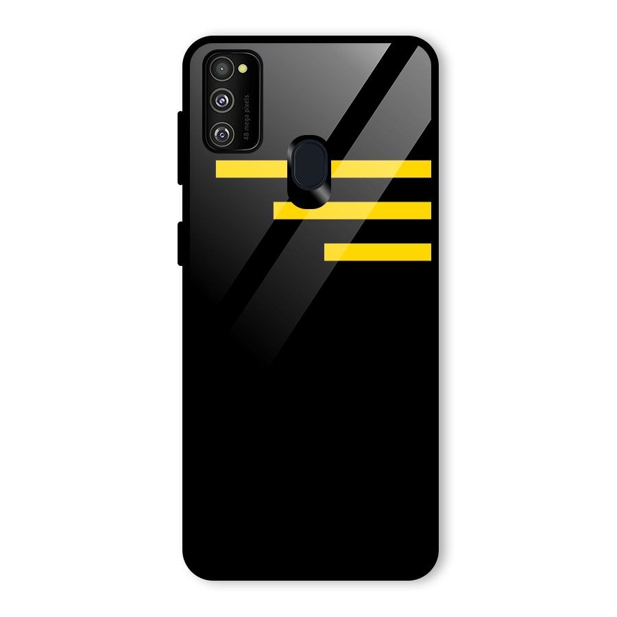 Sports Yellow Stripes Glass Back Case for Galaxy M30s