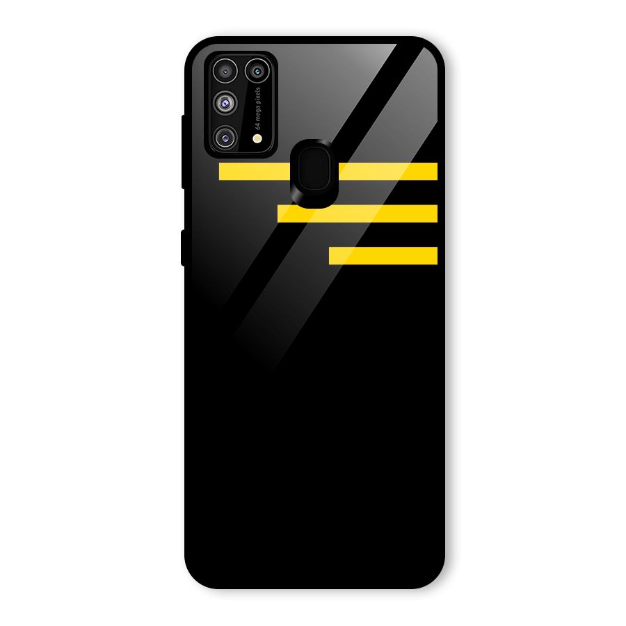 Sports Yellow Stripes Glass Back Case for Galaxy M31