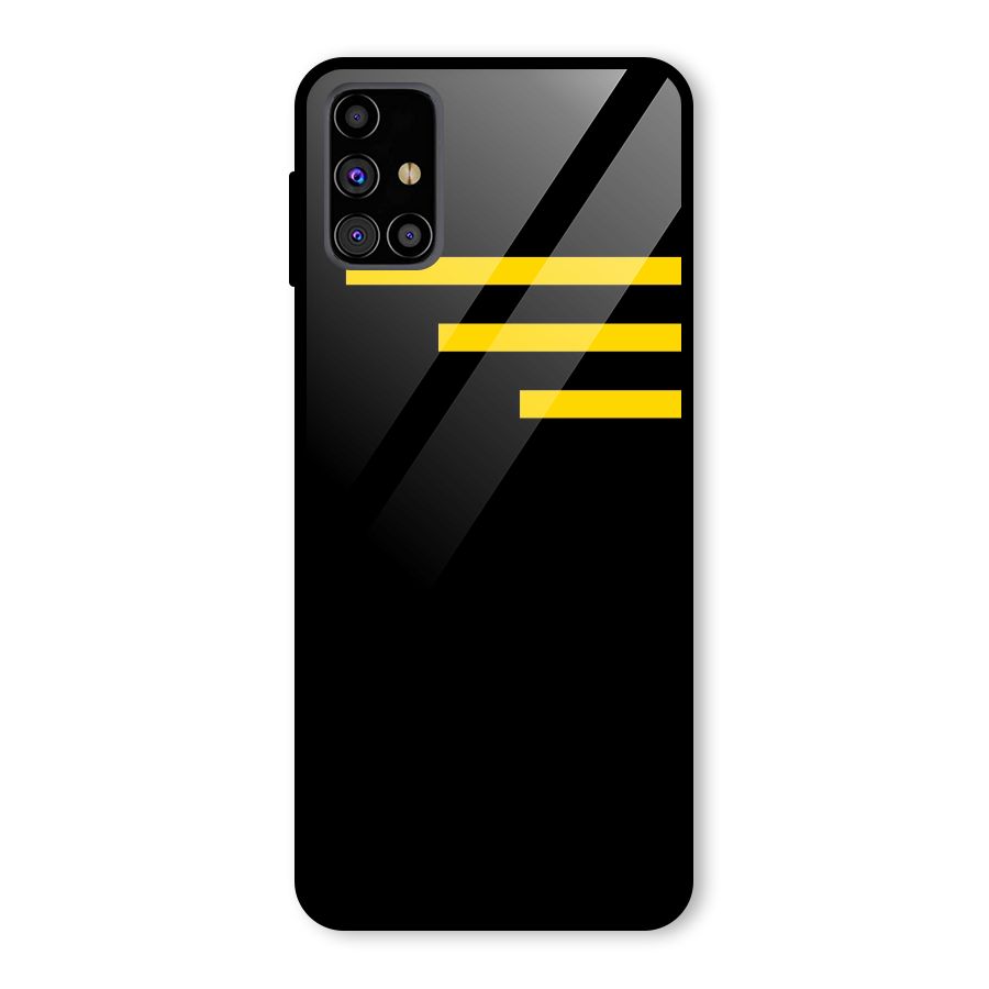 Sports Yellow Stripes Glass Back Case for Galaxy M31s