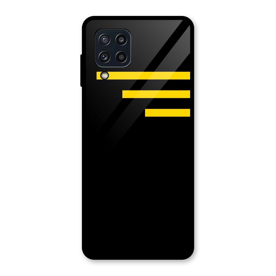 Sports Yellow Stripes Glass Back Case for Galaxy M32
