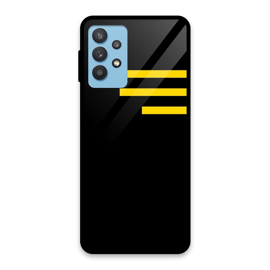 Sports Yellow Stripes Glass Back Case for Galaxy M32 5G