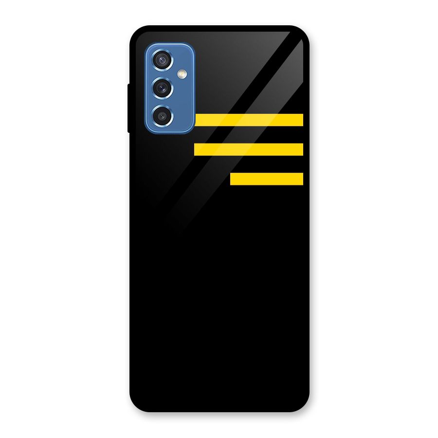 Sports Yellow Stripes Glass Back Case for Galaxy M52 5G
