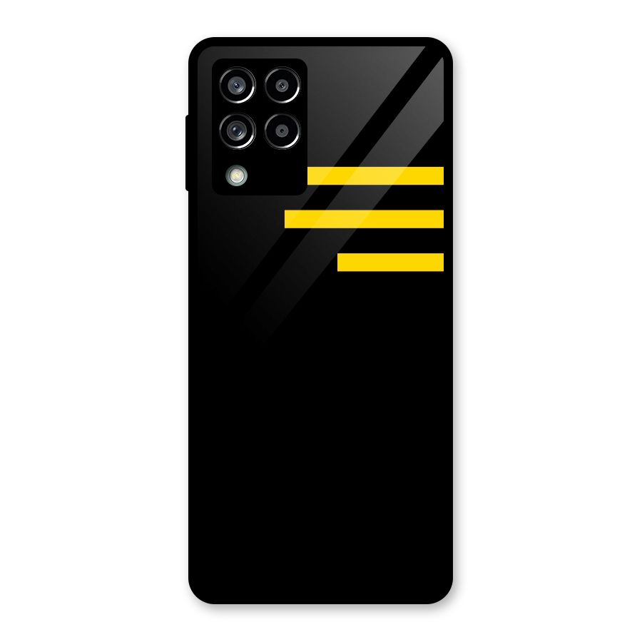 Sports Yellow Stripes Glass Back Case for Galaxy M53 5G