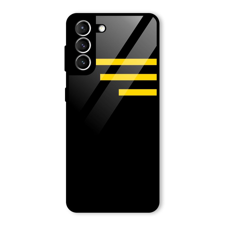 Sports Yellow Stripes Glass Back Case for Galaxy S21 5G