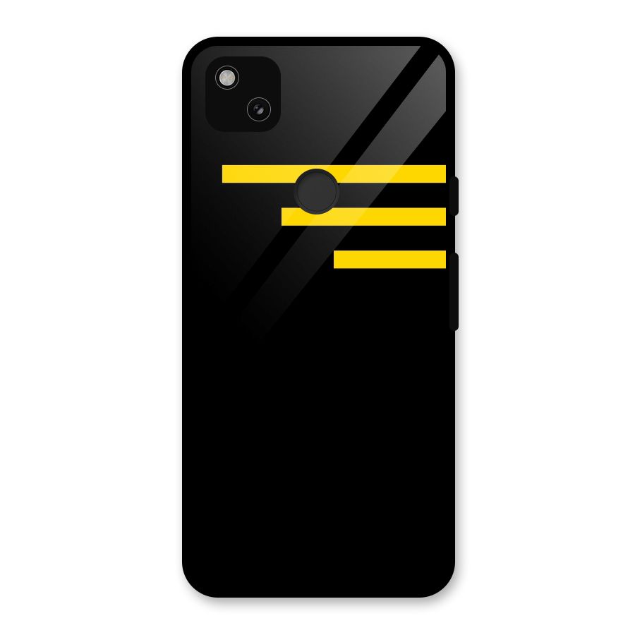 Sports Yellow Stripes Glass Back Case for Google Pixel 4a