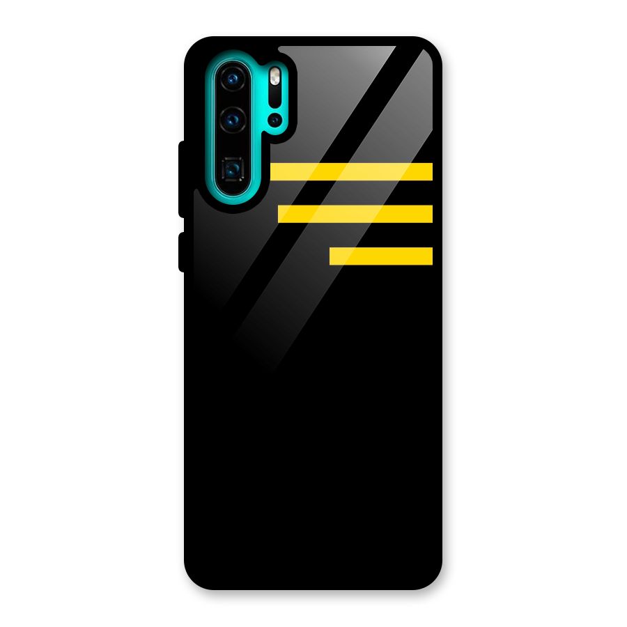 Sports Yellow Stripes Glass Back Case for Huawei P30 Pro