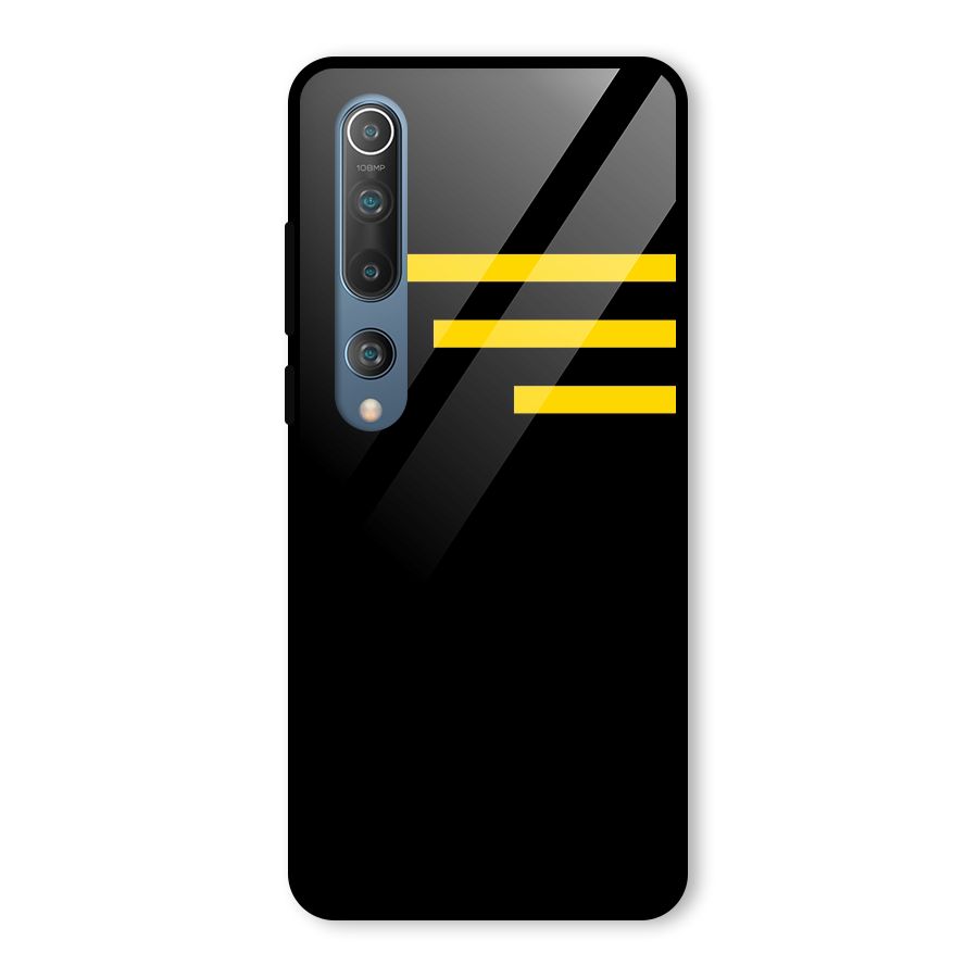 Sports Yellow Stripes Glass Back Case for Mi 10