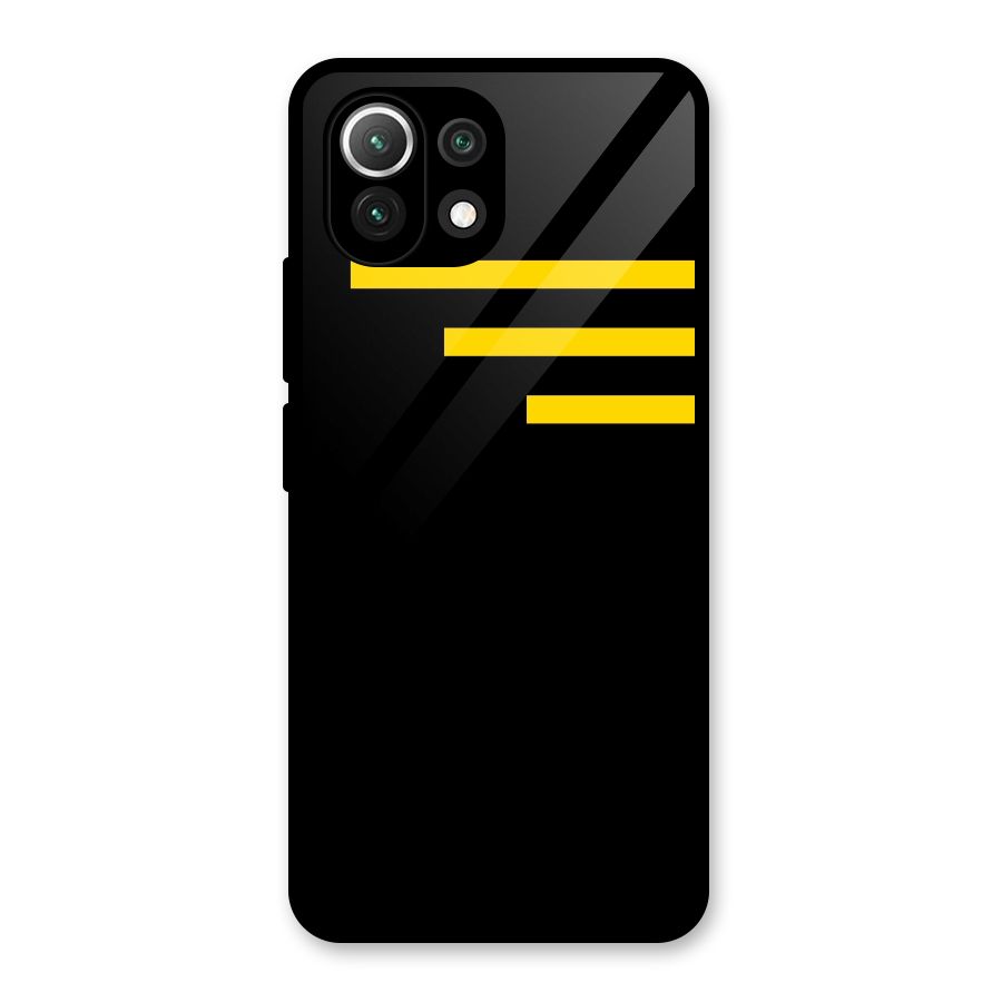 Sports Yellow Stripes Glass Back Case for Mi 11 Lite NE 5G