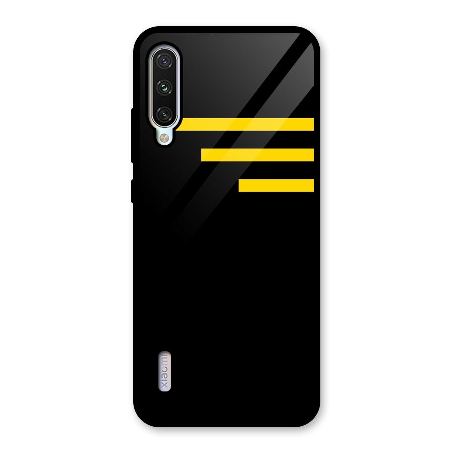 Sports Yellow Stripes Glass Back Case for Mi A3