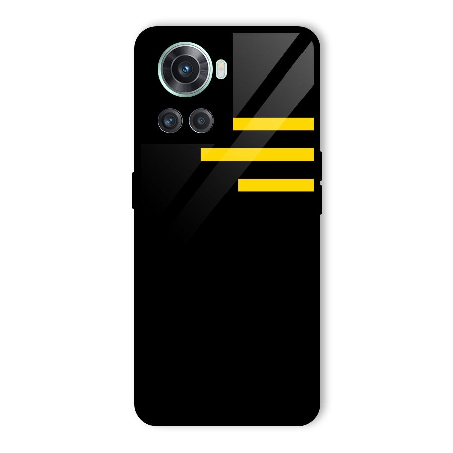 Sports Yellow Stripes Glass Back Case for OnePlus 10R