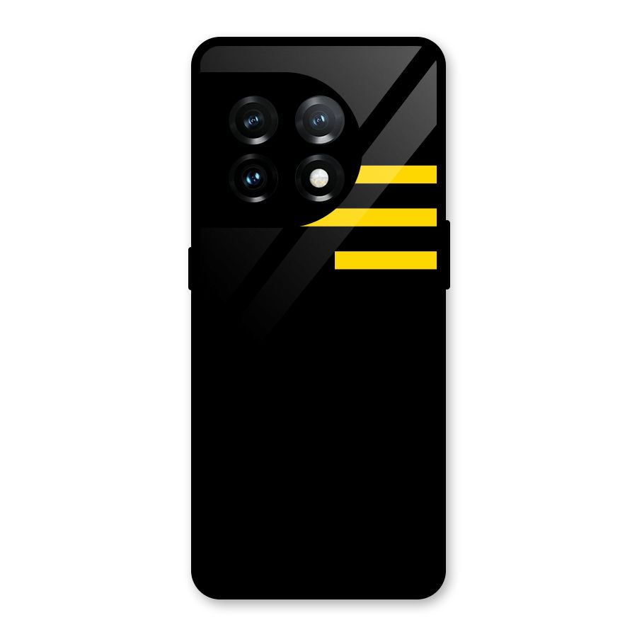 Sports Yellow Stripes Glass Back Case for OnePlus 11