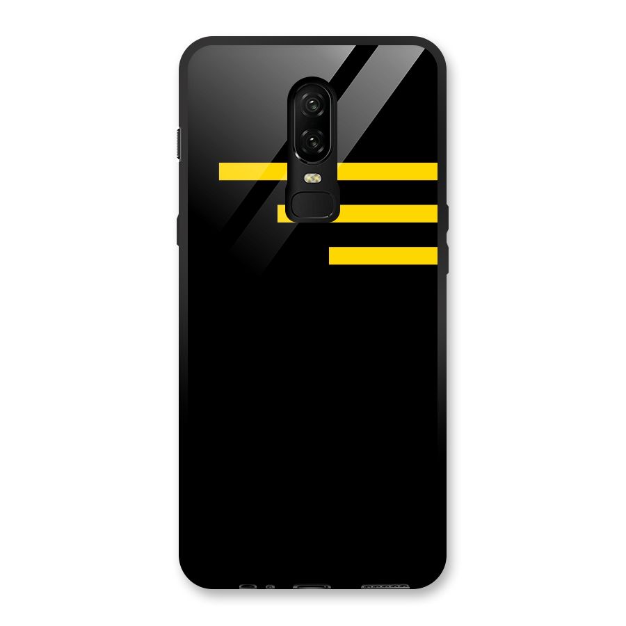 Sports Yellow Stripes Glass Back Case for OnePlus 6