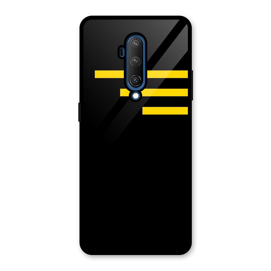 Sports Yellow Stripes Glass Back Case for OnePlus 7T Pro