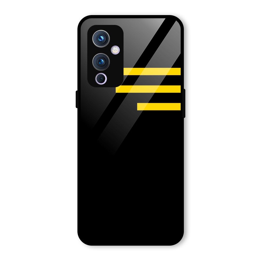 Sports Yellow Stripes Glass Back Case for OnePlus 9