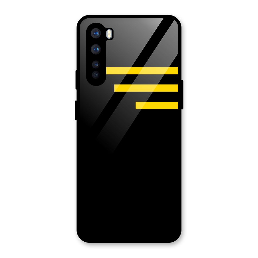 Sports Yellow Stripes Glass Back Case for OnePlus Nord