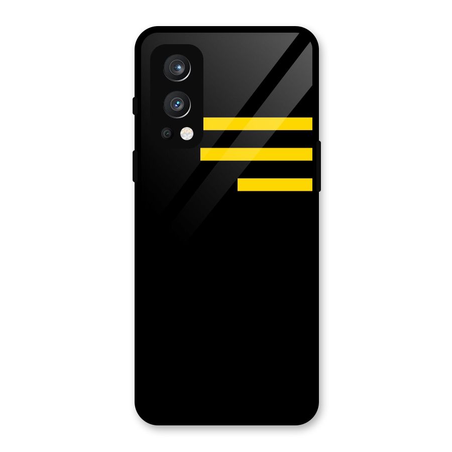 Sports Yellow Stripes Glass Back Case for OnePlus Nord 2 5G