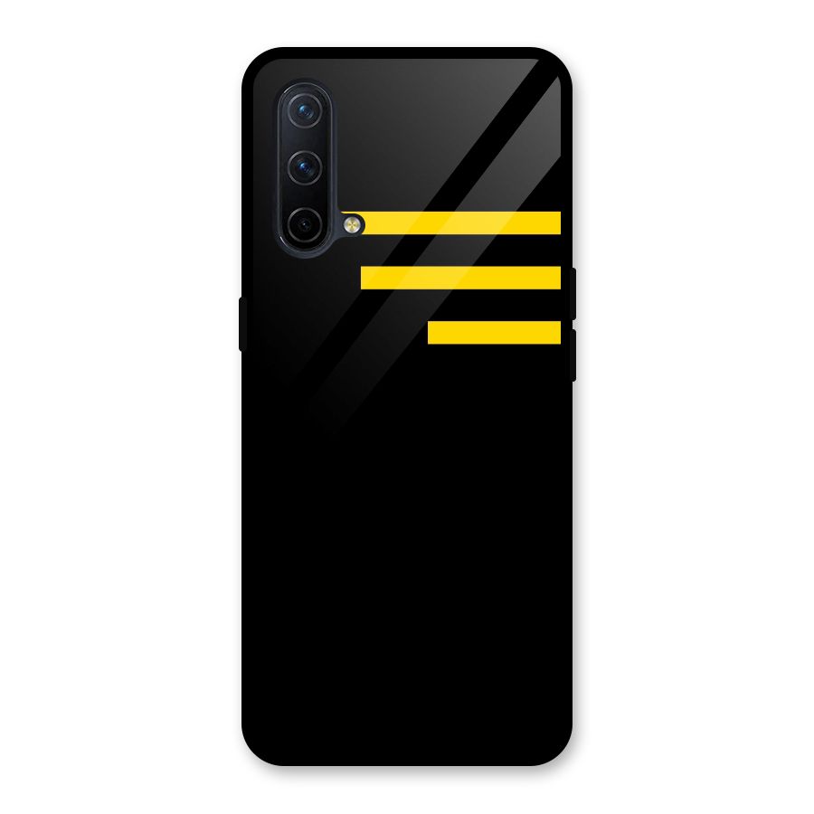 Sports Yellow Stripes Glass Back Case for OnePlus Nord CE 5G