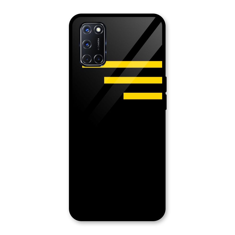 Sports Yellow Stripes Glass Back Case for Oppo A52