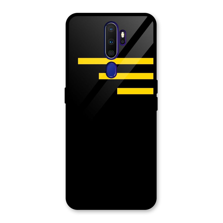 Sports Yellow Stripes Glass Back Case for Oppo A9 (2020)