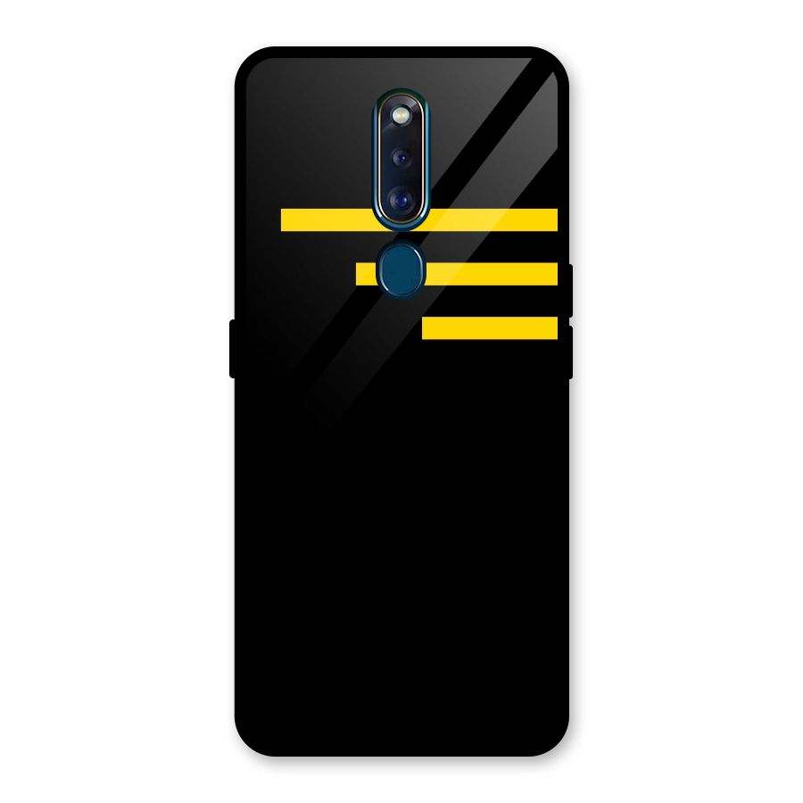 Sports Yellow Stripes Glass Back Case for Oppo F11 Pro