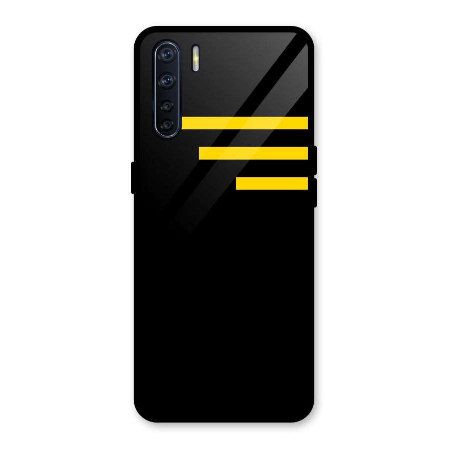 Sports Yellow Stripes Glass Back Case for Oppo F15