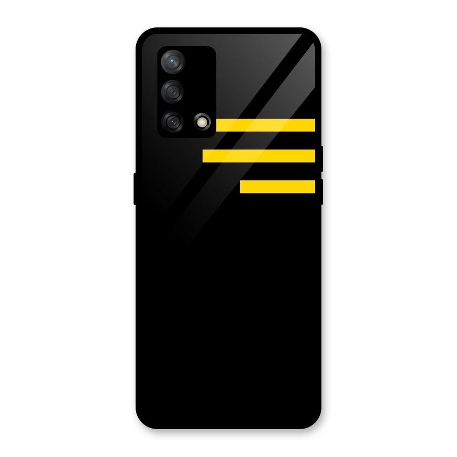 Sports Yellow Stripes Glass Back Case for Oppo F19