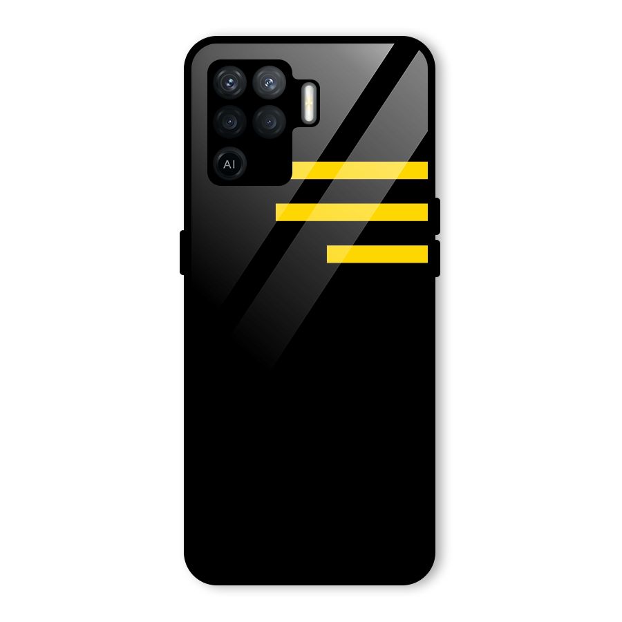 Sports Yellow Stripes Glass Back Case for Oppo F19 Pro