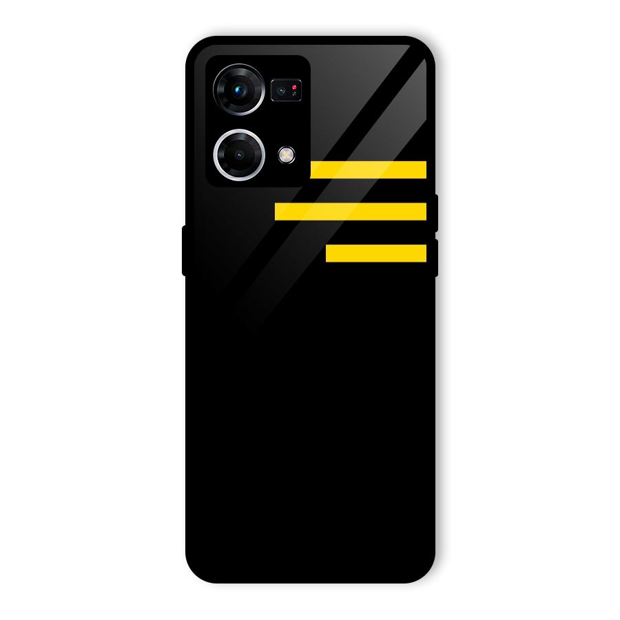 Sports Yellow Stripes Glass Back Case for Oppo F21 Pro 5G