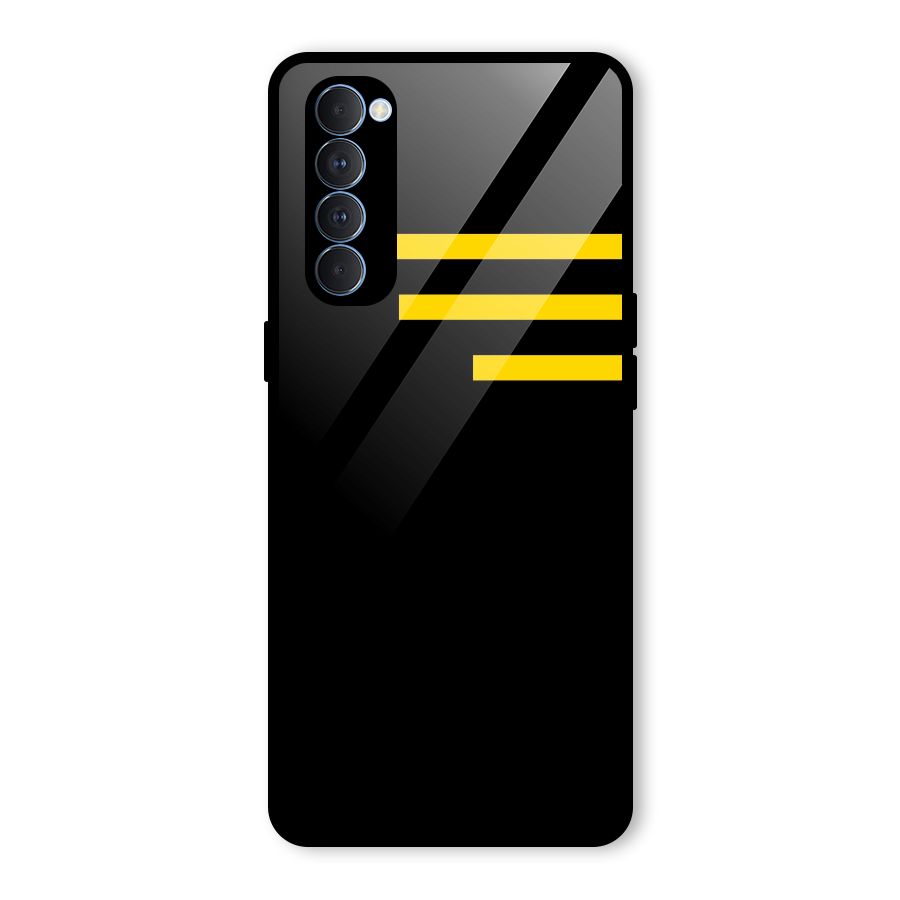 Sports Yellow Stripes Glass Back Case for Oppo Reno4 Pro