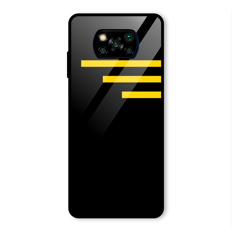 Sports Yellow Stripes Glass Back Case for Poco X3 Pro
