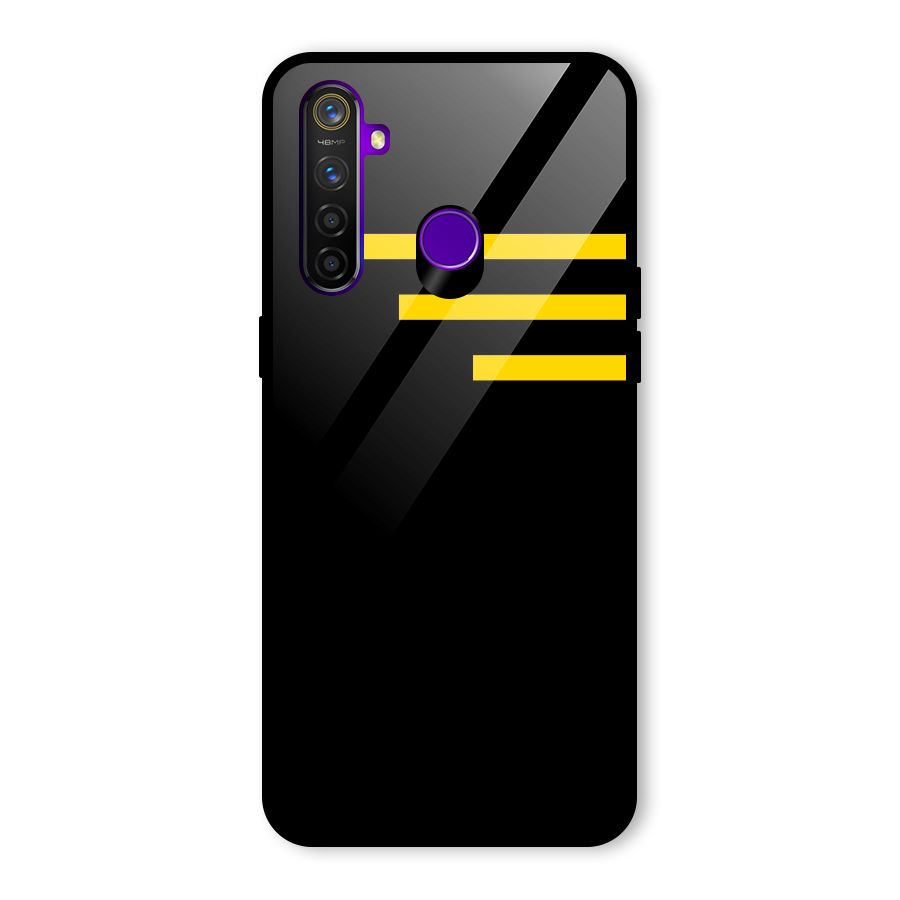 Sports Yellow Stripes Glass Back Case for Realme 5 Pro