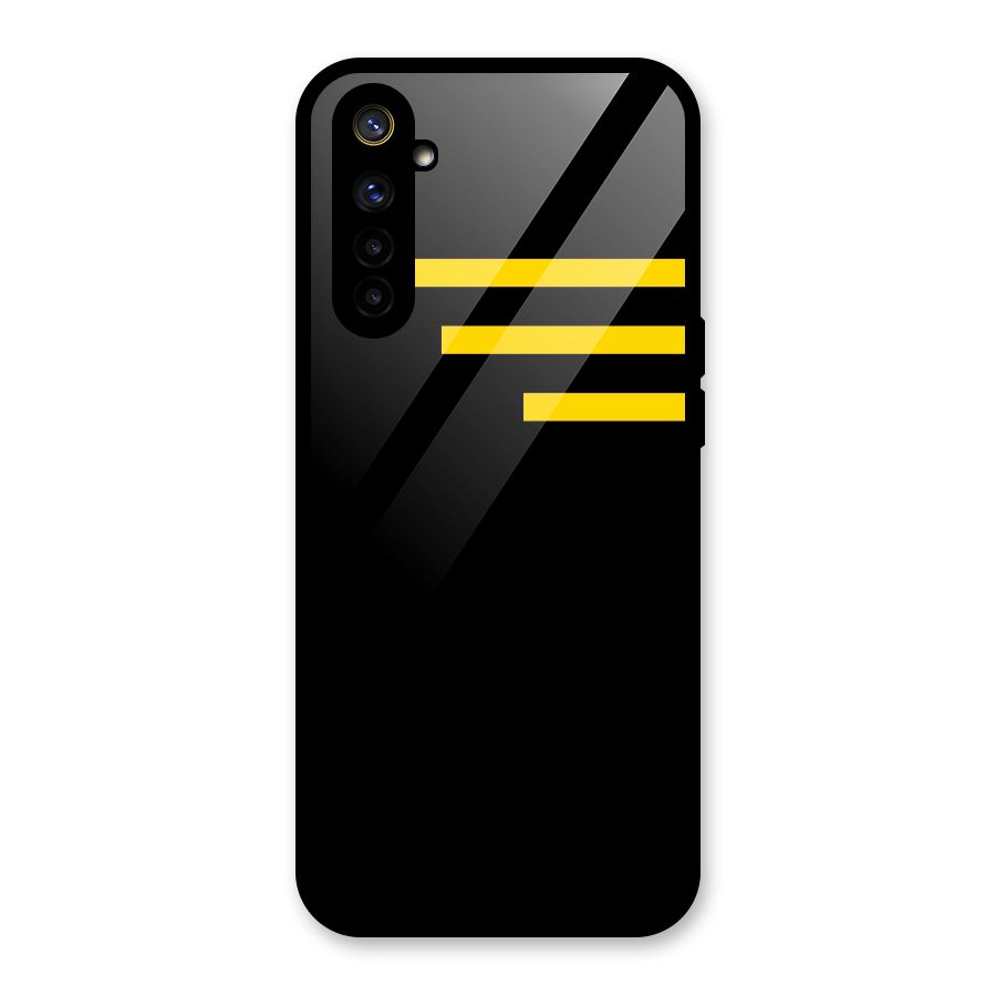 Sports Yellow Stripes Glass Back Case for Realme 6