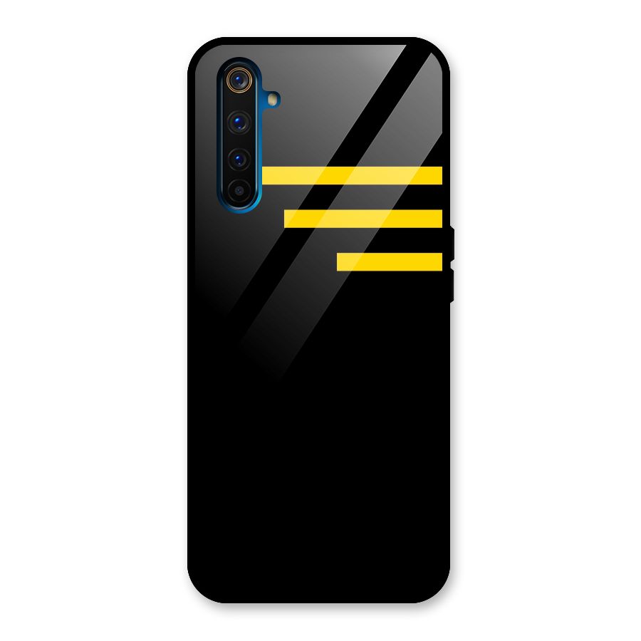 Sports Yellow Stripes Glass Back Case for Realme 6 Pro