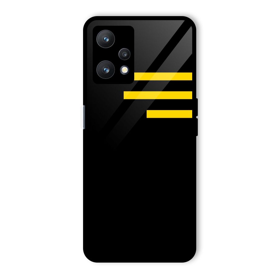 Sports Yellow Stripes Glass Back Case for Realme 9 Pro 5G