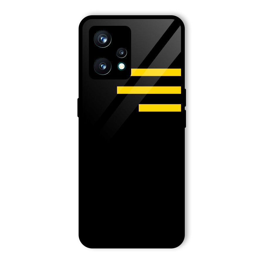 Sports Yellow Stripes Glass Back Case for Realme 9 Pro Plus 5G