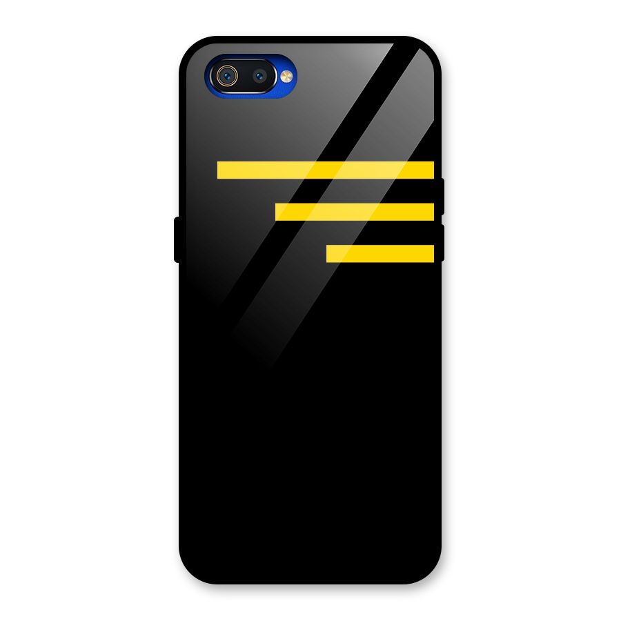 Sports Yellow Stripes Glass Back Case for Realme C2