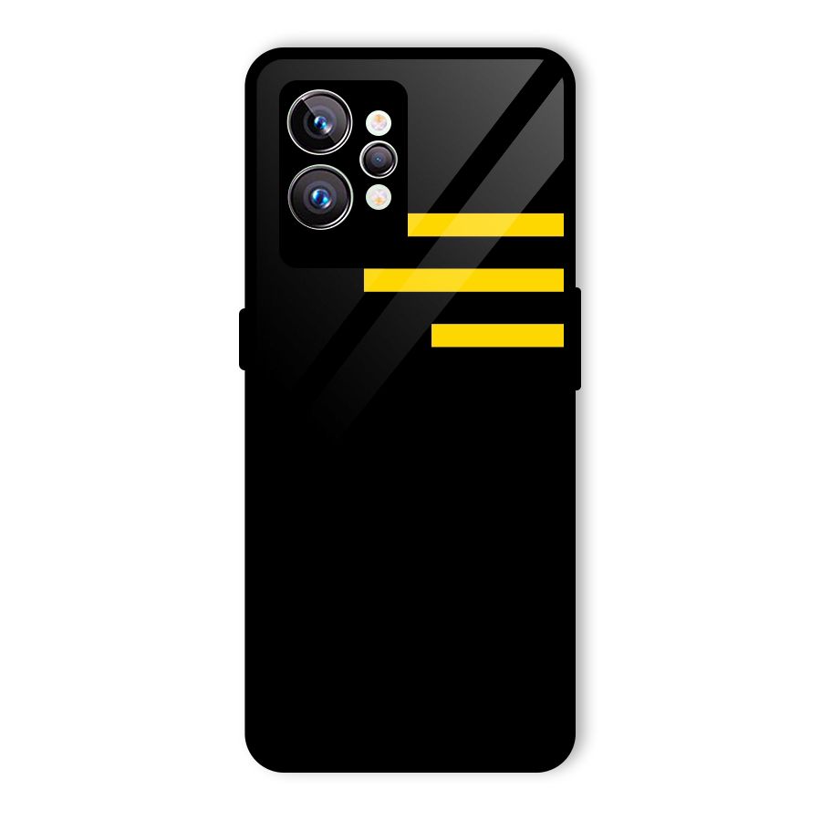 Sports Yellow Stripes Glass Back Case for Realme GT2 Pro