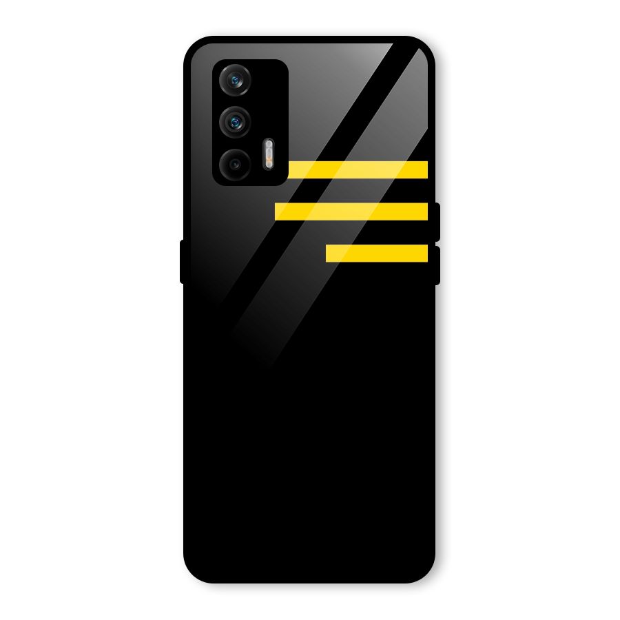 Sports Yellow Stripes Glass Back Case for Realme GT 5G