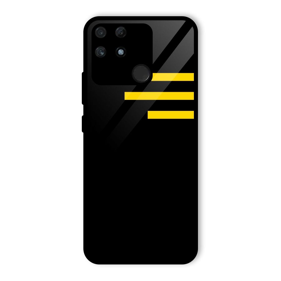 Sports Yellow Stripes Glass Back Case for Realme Narzo 50A