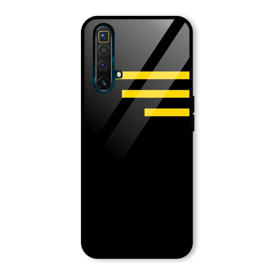 Sports Yellow Stripes Glass Back Case for Realme X3 SuperZoom